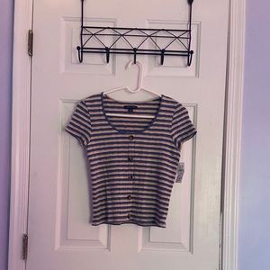 AE Button Down Striped Top NWT